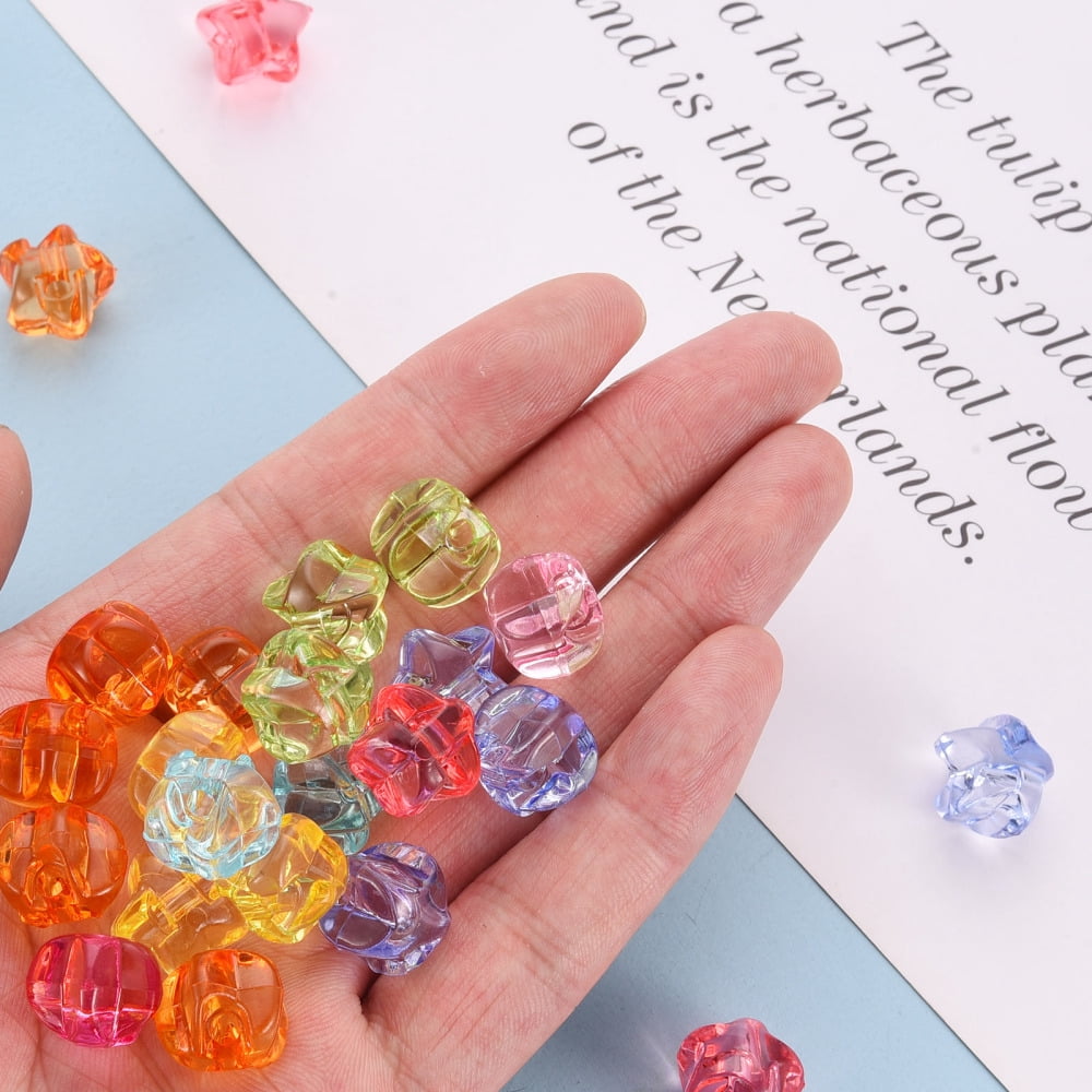 500gs 1-Hole Transparent Acrylic Buttons Star Mixed color 13.5x14x11.5mm Hole: 3mm about 467pcs/500g