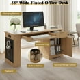 thumbnail image 2 of UHOMEPRO 55" Office Desk with Storage Cabinet & Drawers, Computer Writing Desk with Power Outlet, Pegboard, Built-in Shelves and Keyboard Tray for Study, Home Office, Natural, 2 of 8