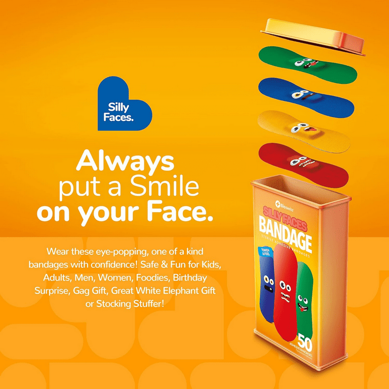BioSwiss Bandages, Silly Faces Shaped Self Adhesive Bandage