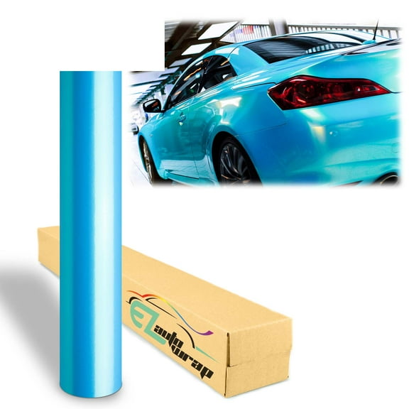 Premium Gloss Metallic Coral Blue Sticker Decal Vinyl Wrap Air Release Bubble