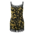 thumbnail image 5 of Leesechin Womens Sleepwear Set Butterfly Print Suspender Vest Suit Sexy Lace Pajama Suit Yellow M, 5 of 6