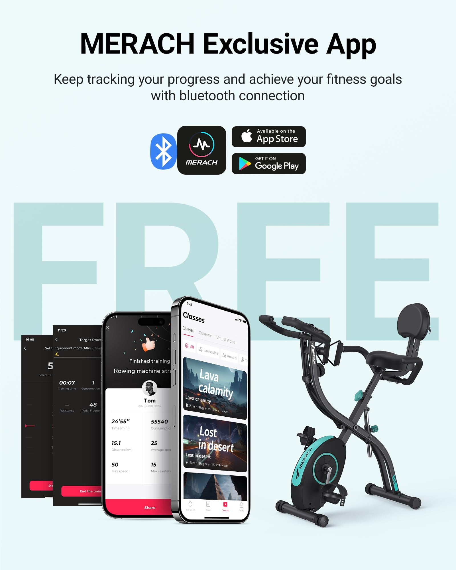 MERACH 4-in-1 Exercise Bike Quiet Folding Magnetic Upright Bikes with Arm Resistance Bands Home Workout Use,16 Levels of Resistance