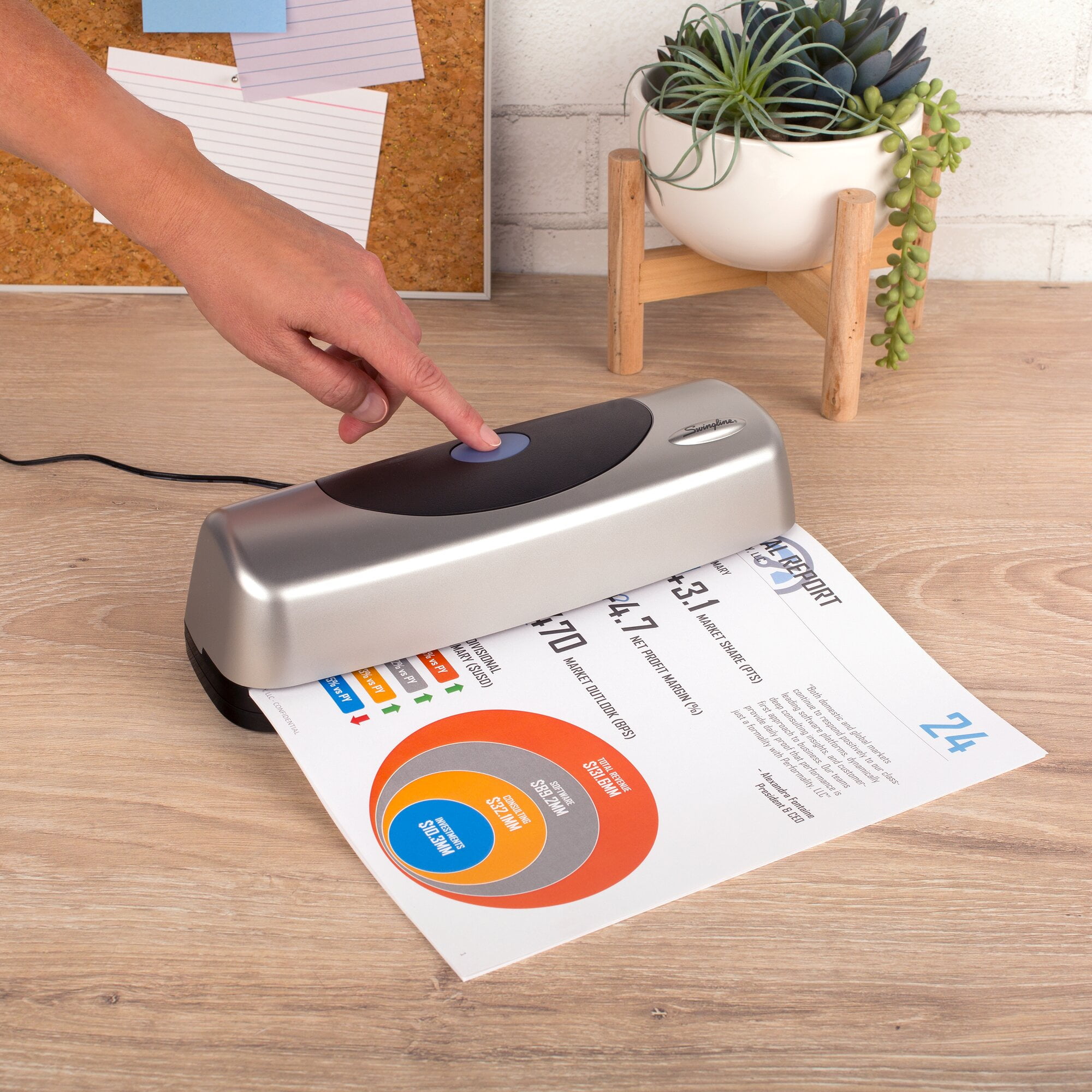 Swingline Electric Portable Desktop Punch 3 Holes 8 12 Centers 15 Sheets -