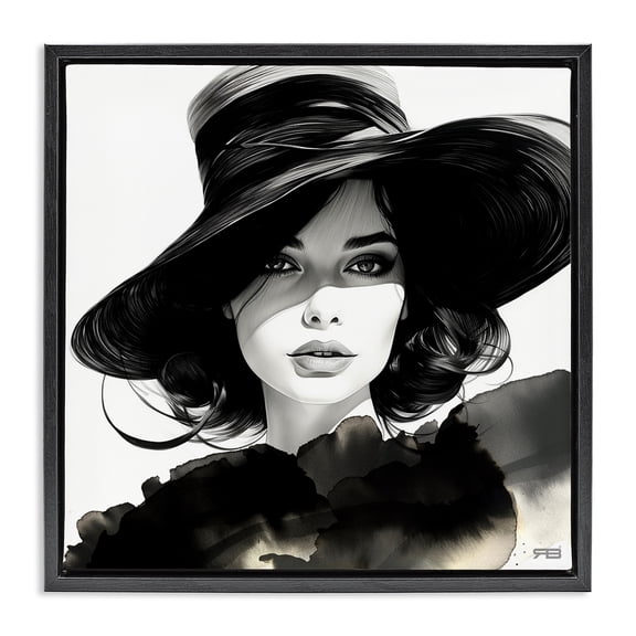 Stupell Industries Contemporary Stylish Fashionista Gaze Black Floating Frame Canvas Art, 18 x 18, by RB