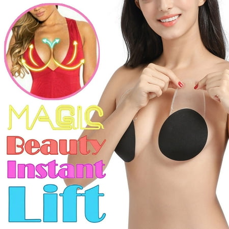 

TMGONE Women Silicone Bra Breast Boob Lift Tape Adhesive Nipple Cover， Black， 14cm