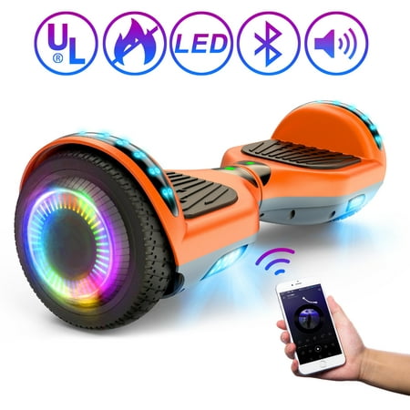 CBD Hoverboard, 6.5" Self Balancing Hoverboard with LED Lights and Bluetooth Hoverboard for Adult Kids Gift Orange and Gray