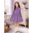thumbnail image 2 of Lanbubble Toddler Girls Long Sleeve Turtleneck Dress Ribbed Knit A Line Fall Winter Clothes 2-7 Years, 2 of 5