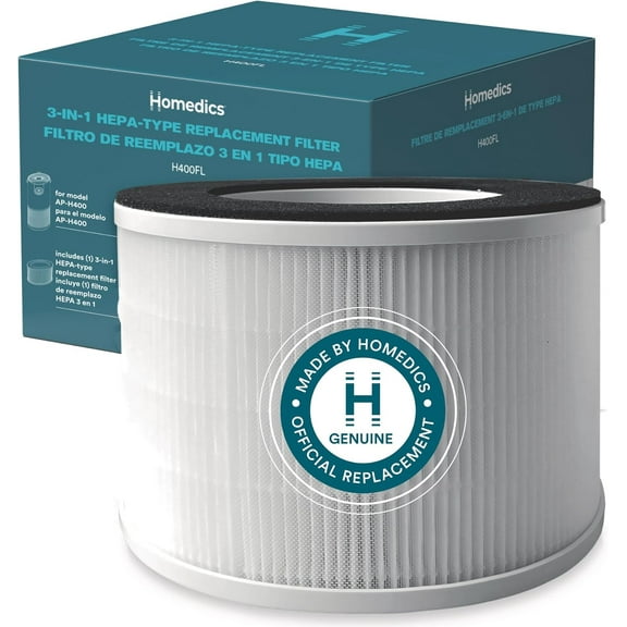 Homedics 3-in-1 True HEPA Replacement, Air Purifier Filter, Activated Carbon , Air Cleaner, for AP-H400,AP-H380 Purifier