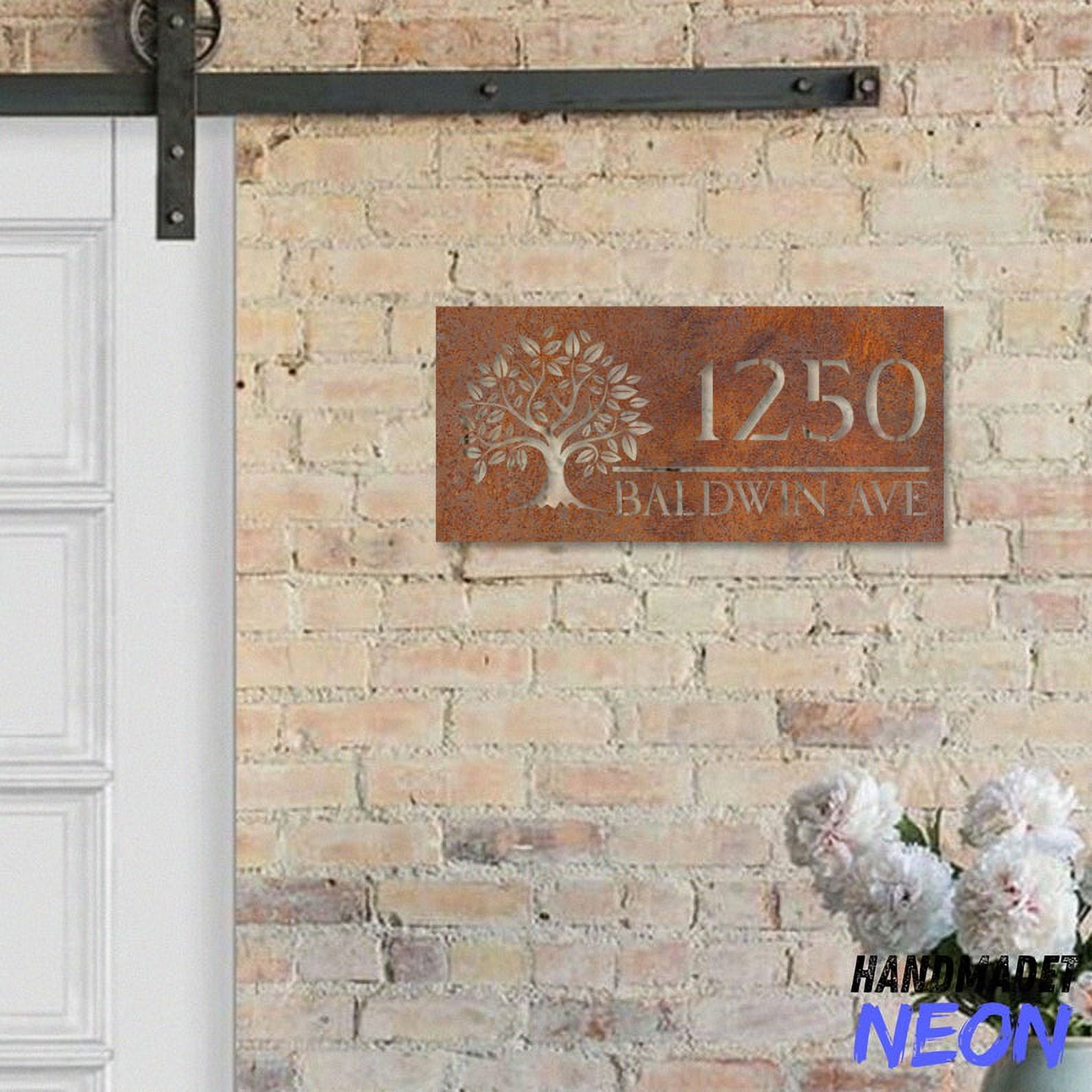 Handmadetneonsign Tree Of Life House Number Metal Rusty, Tree Home Number Rusty, House Address Wall Decor 043998
