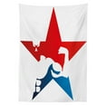 thumbnail image 3 of Ambesonne Fitness Tablecloth Rectangular Table Cover, Athlete Silhouette Star, 52"x70", Red Blue White, 3 of 4