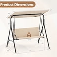 thumbnail image 3 of Gymax Balançoire de Patio Extérieure à 3 Places avec Accoudoirs, Auvent Inclinable Réglable et Support, Beige, 3 of 10