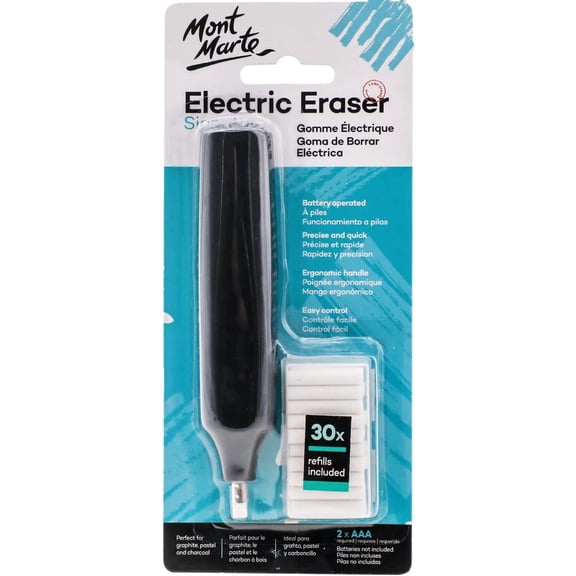 Electric Eraser, Includes 30 Eraser Refills. Suitable for use with Graphite Pencils and Color Pencils.