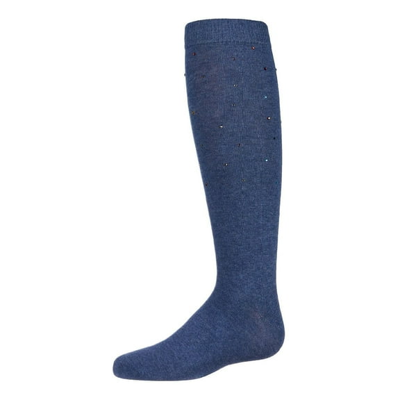 MeMoi  Multi Stone Knee-High Socks - Girls - Female, 6, Denim