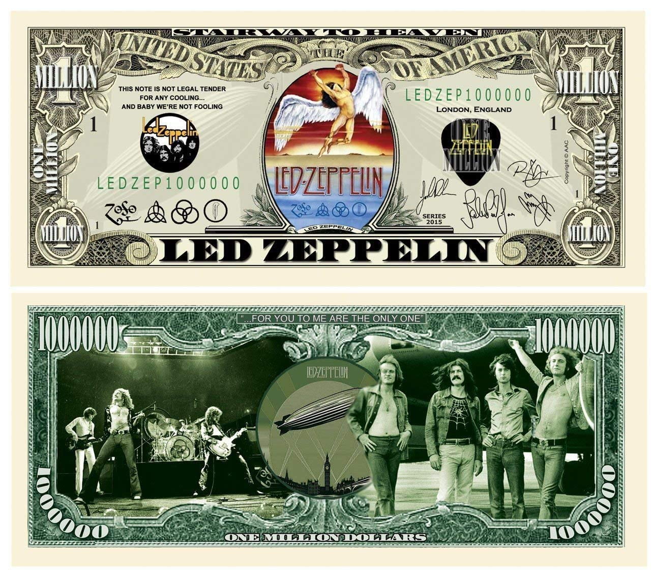 10 Led Zeppelin Million Dollar Bill with Bonus “Thanks a