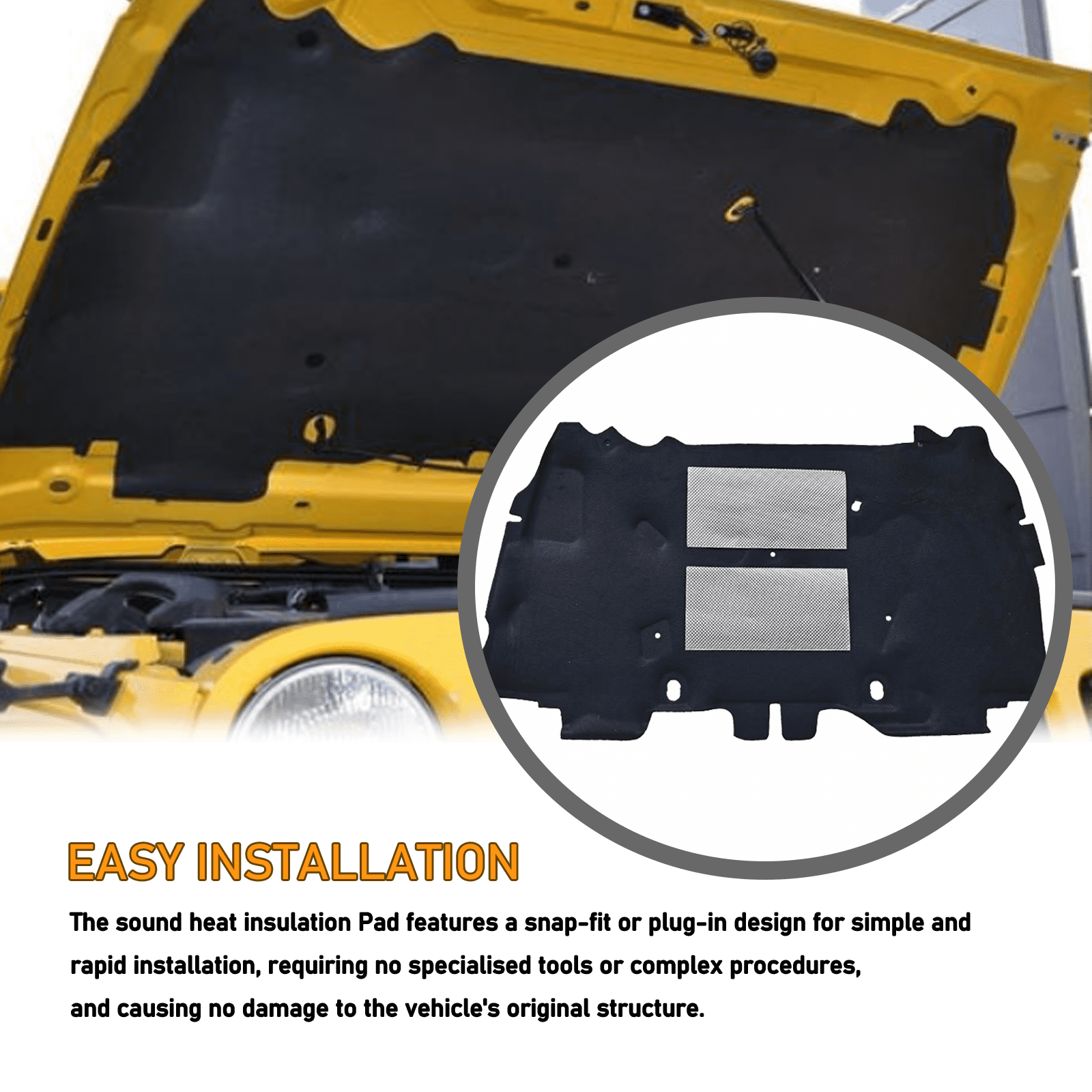 Front Hood Engine Sound Heat Insulation Pad,Soundproof Cotton Cover For Jeep For Wrangler 2007 2008 2009 2010 2011 2012 2013 2014 2015 2016 2017,Car Assecories Firewall Mat Pad Cover Noise Deadener