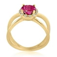 thumbnail image 3 of 0.85 Carat 6MM Round Pink Topaz And Diamond Ring In 10K Solid Rose, White & Yellow Gold, 3 of 3