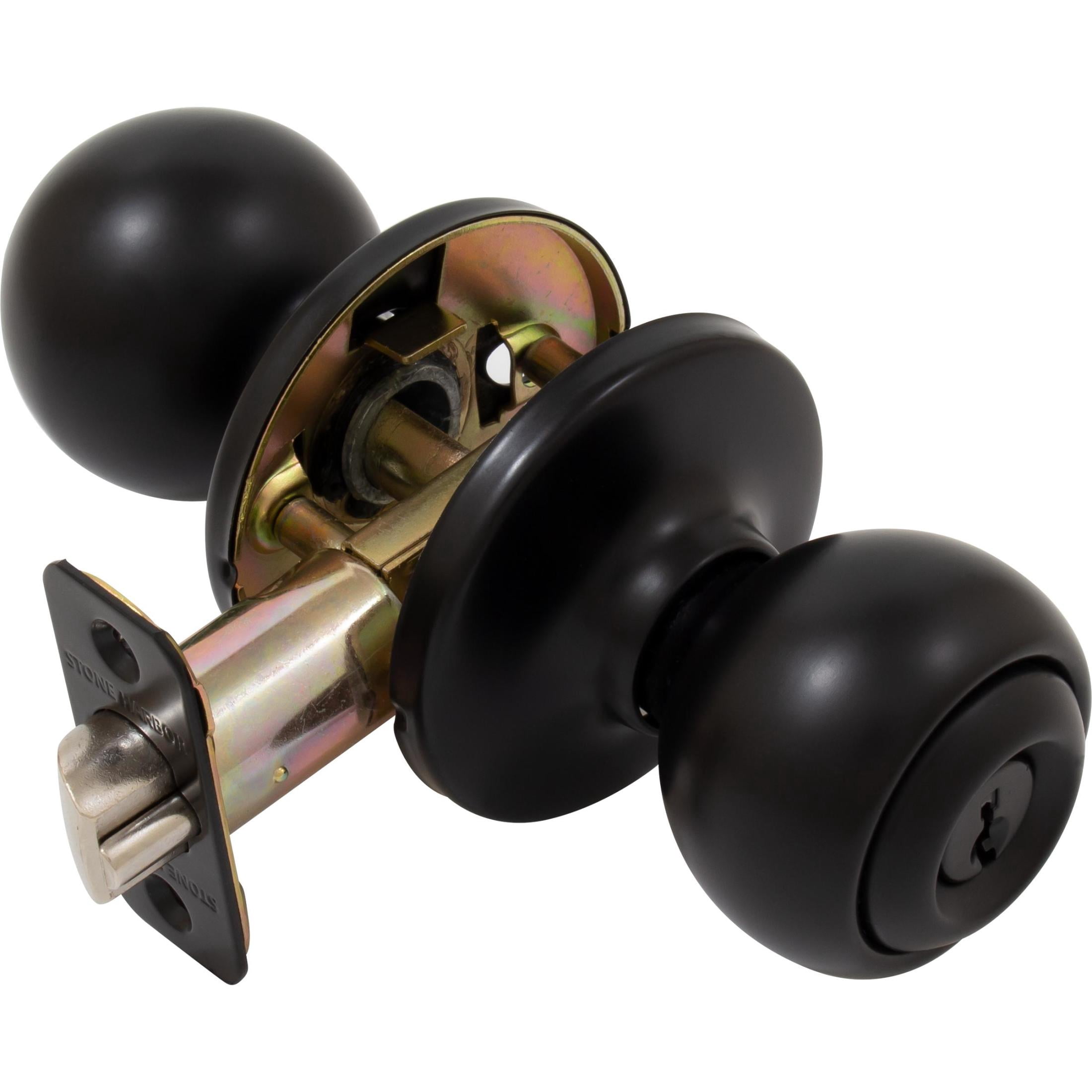 Stone Harbor Hardware Ball Door Knob, Entry Function, KW Keyway, Matte Black