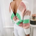 thumbnail image 4 of Herrnalise Women's Knitted Crop Tops Sexy Solid Color Splicing Backless Line Round Neck Long Sleeve Sweater Tops Blouse Pullover Jumper Sweaters, 4 of 6