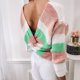 thumbnail image 4 of Suéter de manga larga con cuello en O de línea sin espalda de empalme de color sólido sexy para mujer Blusa Fridja  hjk985, 4 of 6