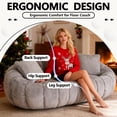 thumbnail image 5 of Lovableguy Floral-shaped Bean Bag Couch for Adults,Soft Faux Fur Loveseat Boneless Floor Sofa with 3 Pillow for Small Space,Bedroom,Apartment,Gray, 5 of 7