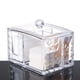 thumbnail image 1 of Organizador de maquillaje con soporte para almohadillas de algodón y recipientes para guardar hisopos con patrón acrílico transparente, 1 of 9