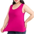 thumbnail image 2 of Womens Tank Tops Plus Size Solid Color Plus Size Camisole Velvet Elasticity Base Shirt Round-Neck Tank Wine 4XL, 2 of 6