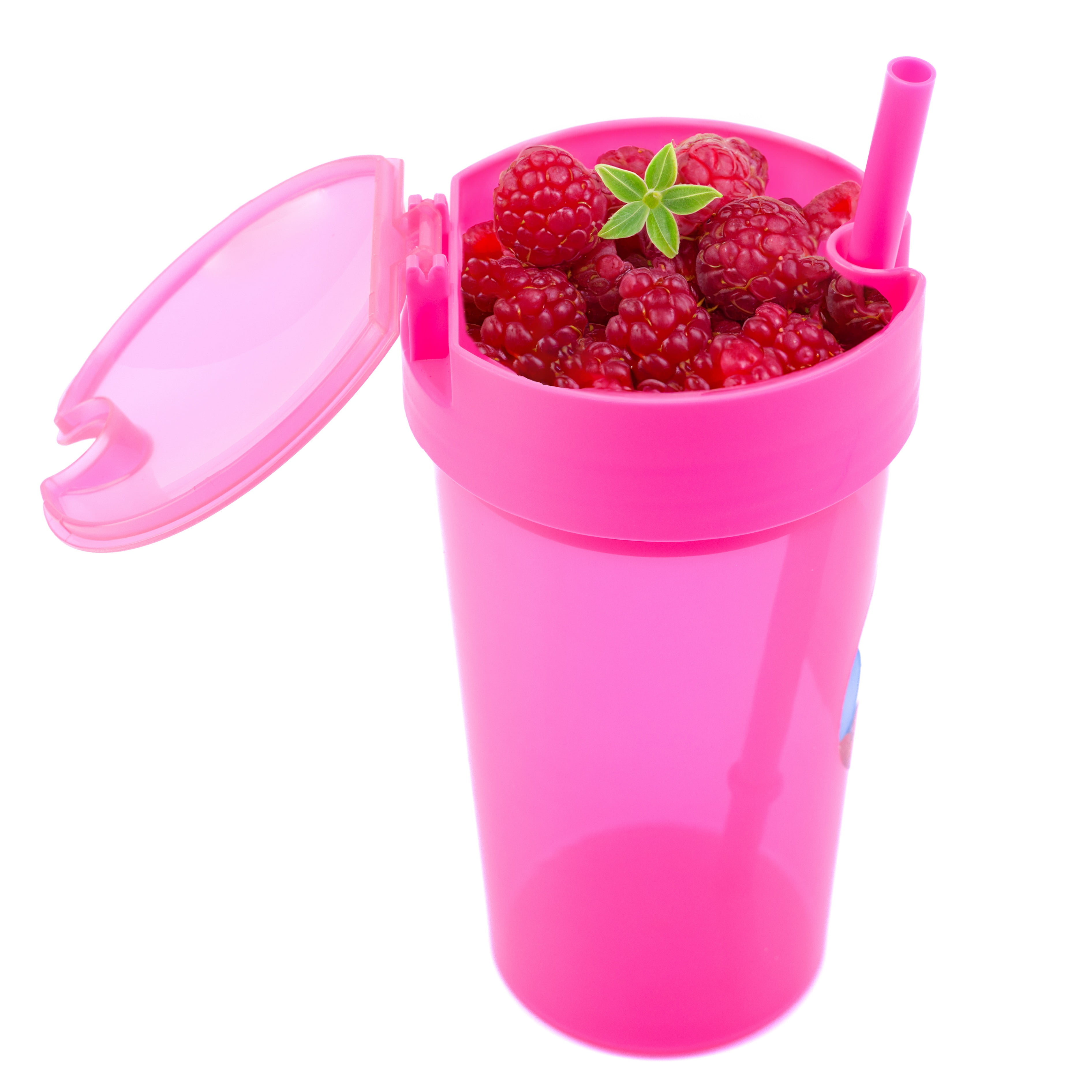 YourZone Hydration 14 oz Pink Polypropylene Snack Tumbler with Straw