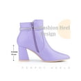 thumbnail image 4 of BLISSFUL STEP Women's Ankle Boots Rhinestone Bow Chunky Heel Pointed Toe Side Zip Boots Purple 7, 4 of 6