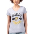 thumbnail image 4 of Women's G-III 4Her by Carl Banks Heather Gray Pittsburgh Pirates Super-Slim Fit Lightweight City Graphic V-Neck T-Shirt, 4 of 5