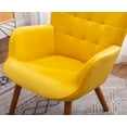 thumbnail image 2 of Roundhill Furniture Leiria Velvet Tufted Accent Chair with Ottoman in Yellow, 2 of 9