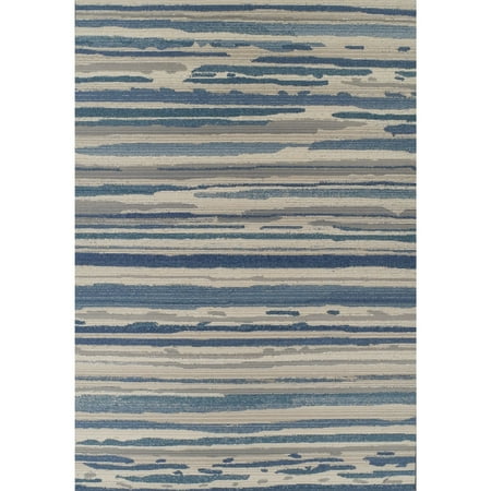 Addison Stripe - Addison Rugs Addison Freeport Blue/ Grey Abstract Stripe Flat Weave Indoor/ Outdoor Area Rug (5'1 x 7')