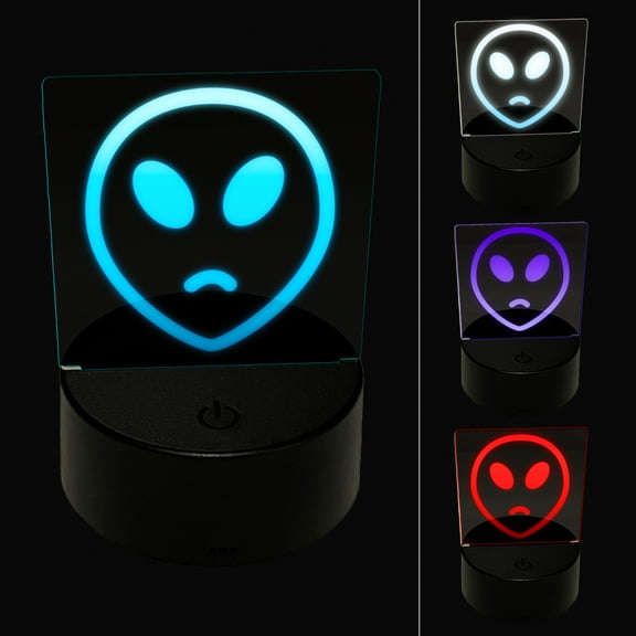 Sad Alien Emoticon LED Night Light Sign 3D Illusion Desk Nightstand Lamp