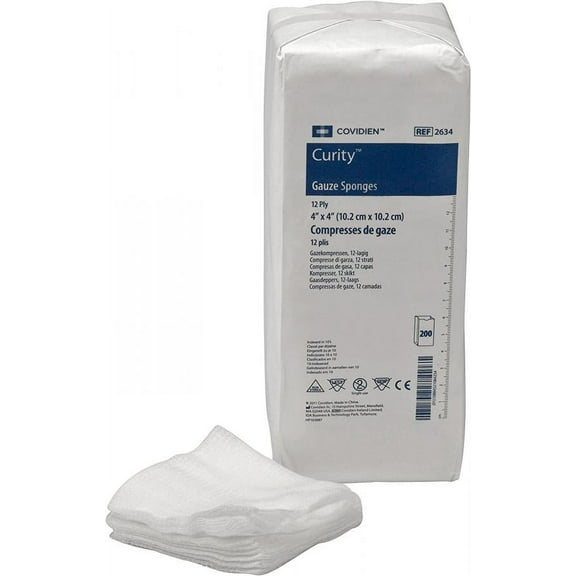 Curity USP Type VII Gauze Sponge - 4 x 4 Inch, 12-Ply, 200 Count