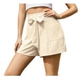 thumbnail image 2 of Asklazy Women's Casual Wide Leg Shorts Without Pockets High Waisted Tie Knot Ruffle Summer Shorts ,US Size,ApricotXL, 2 of 14