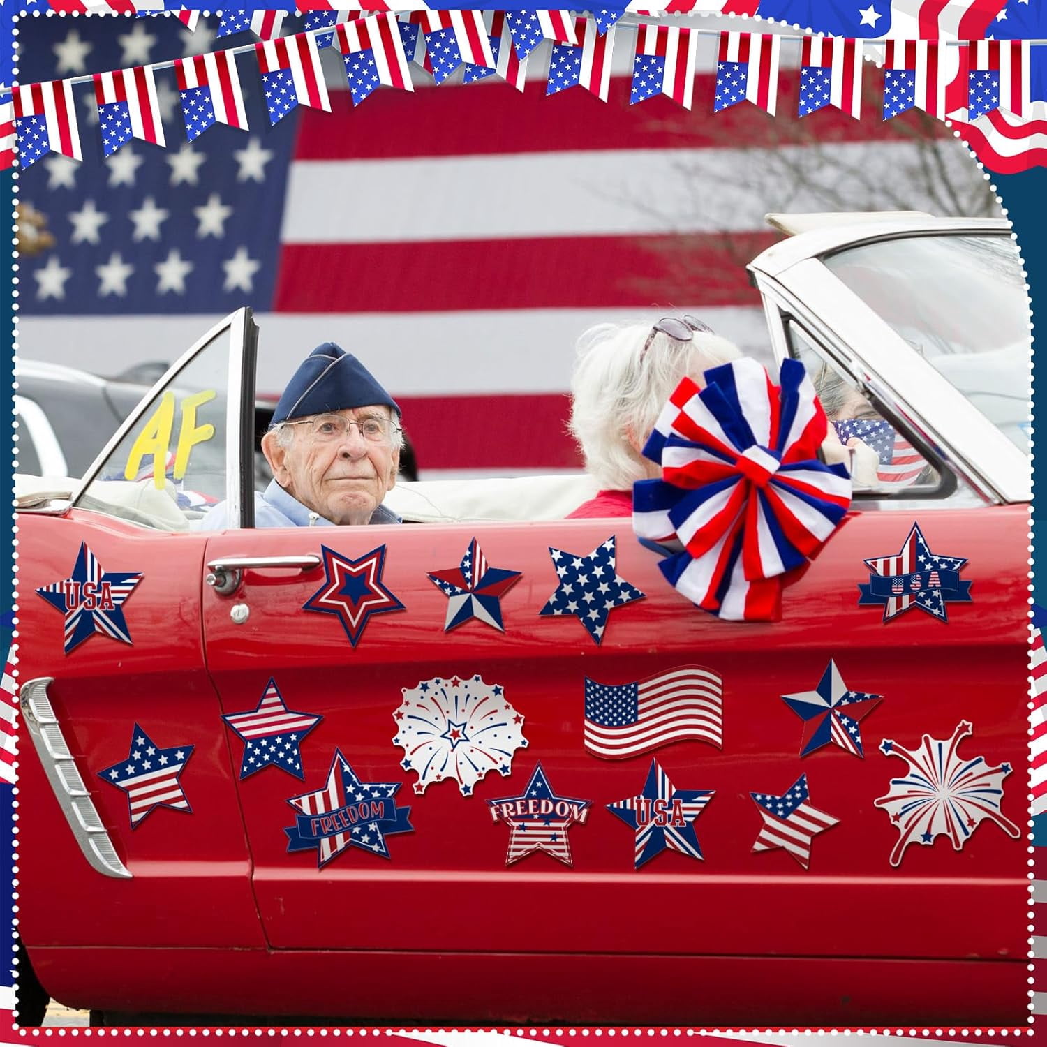 GBBG 30 Pcs 4th of July Garage Door Magnet 250th Anniversary Memorial Day Garage Door Decoration Patriotic Red Blue White USA Flag Magnet Independence Day Decal for Refrigerator Car Party(USA)