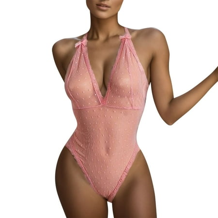 CZSCPDAW Lingerie For Women V Neck Sexy Exotic Open Front Negligee Long Stretch Lace Leotard Womens Sleeve Floral Body Top Bodysuit Ladies Women s Jumpsuit Lingerie