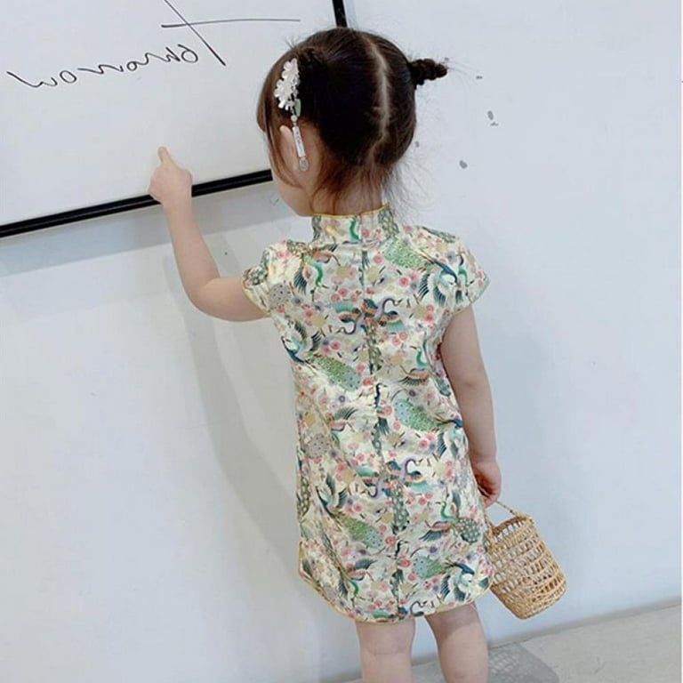 Toddler Baby Girl Dress Chinese Asian Qipao Plaid/Floral