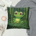 thumbnail image 2 of JRXY  Animal Throw Pillow Cushion Cover, Funny Illustration of Friendly Fun Frog on Stem of The Bamboo Jungle Trees Nature, Zippered Double-Side Digital Print Decor, Green Shades White, 2 of 5