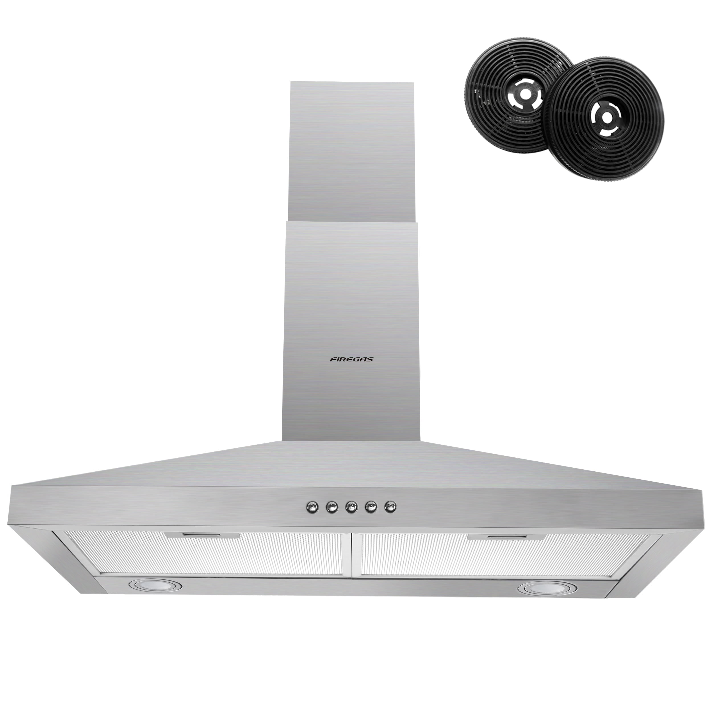 Tempered Glass with High-End LED Lights KUPPET NY-750Q55 Kitchen Bath Collection 30 Wall Mount Range Hood Push Button 3 Speed Controls,Silver Stainless Steel Aluminum Mesh Filter 