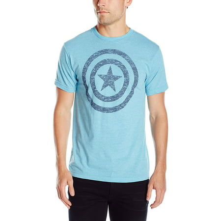 Marvel Men's Captain America Shield Graphic T-Shirt - Light Blue Tri