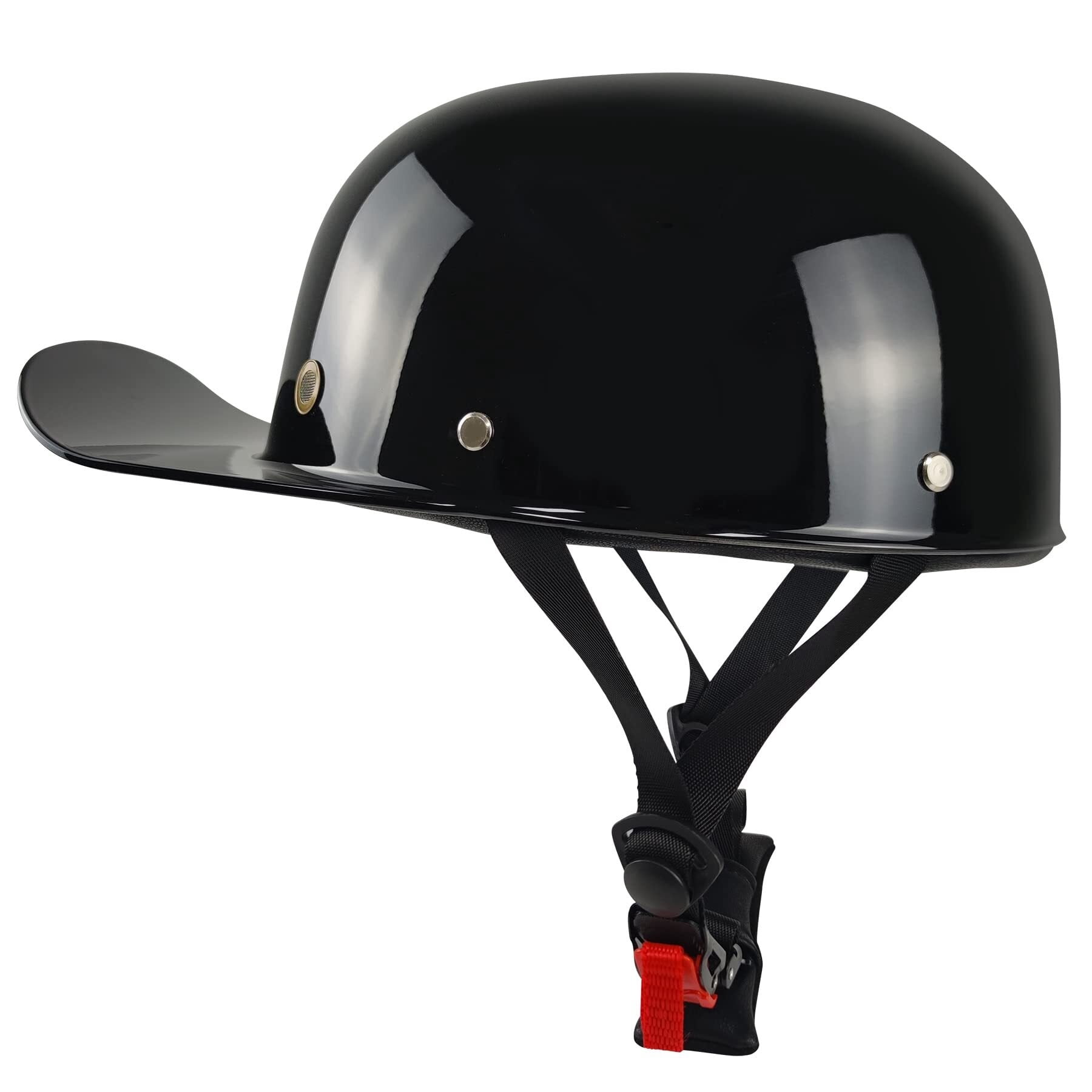 Adult unisex black semi motorcycle helmet, transport approved, baseball cap style for motorcycles and electric vehicles.（XL 61-62cm）