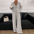 thumbnail image 2 of Pajamas for Women Set Evening Lounge Womens Pajama Sets V Neck Soft Pj Set Long Sleeve Shirts Matching Pjs for Couples Beige, 2 of 9