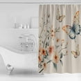 thumbnail image 4 of 60x72 Inch Shower Curtains for Bathroom Spring Flowers Fabric Bath Curtain Decor Vintage Farmhouse Botanical Butterfly Waterproof Restroom Curtains Shower Set Accessories with 12 Hooks 60 Inch, 4 of 6