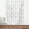 thumbnail image 4 of Ambesonne White Boho Fabric by the Yard Upholstery, Kawaii House Plants Art, 5 Yards, Pale Teal Grey Ivory, 4 of 5