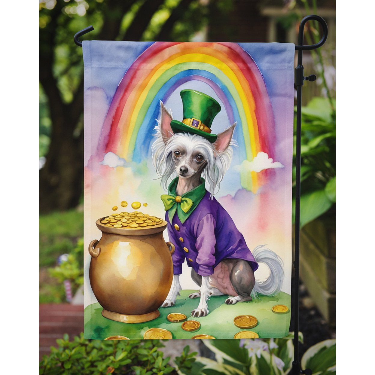 Chinese Crested St Patrick's Day Garden Flag 11.25 in x 15.5 in