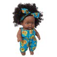 thumbnail image 3 of Xecvkr Black Vinyl Baby Doll Toy 8 Inch Realistic Curly Hair Soft Limbs Lifelike Companion Art Collection Gift for Kids Photo Prop Hand-Drawn Nails Removable Clothes, 3 of 7