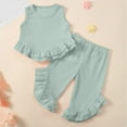 thumbnail image 2 of Zanarzt Toddler Girl Outfit Girl Clothes Toddler Girl Summer Outfits Cami Ruffle Tops Wide Leg Pants Kids Clothing Set Back to School Clothes Green,3-4 Years, 2 of 4
