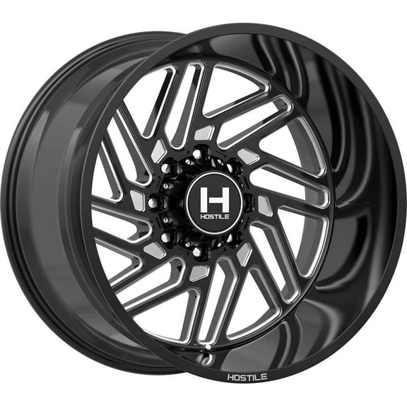 22x12 Hostile H116 Jigsaw Blade Cut (Blk Milled) Wheel 8x180 (-44mm)