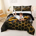 thumbnail image 3 of Erosebridal Racing Car Full Size Comforter Sets for Kids Boys, Gradient Orange Honeycomb Bedding Sets, Black Reversible, 1 Comforter and 2 Pillowcases, 3 of 6