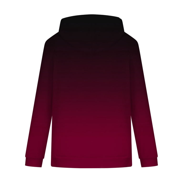 Ymosrh Men's Gradient Color Fleece Hoodie – Pullover Long Sleeve Hooded Sweatshirt (Red, Large)